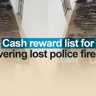 Here's the cash reward list for recovering lost police firearms