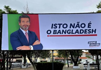 What is the controversy on Portuguese far-right leader’s billboard stating 'This is not Bangladesh'