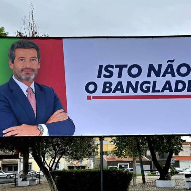 What is the controversy on Portuguese far-right leader’s billboard stating 'This is not Bangladesh'