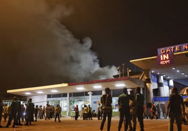 What was stored in Dhaka airport’s cargo village that made the fire so severe?