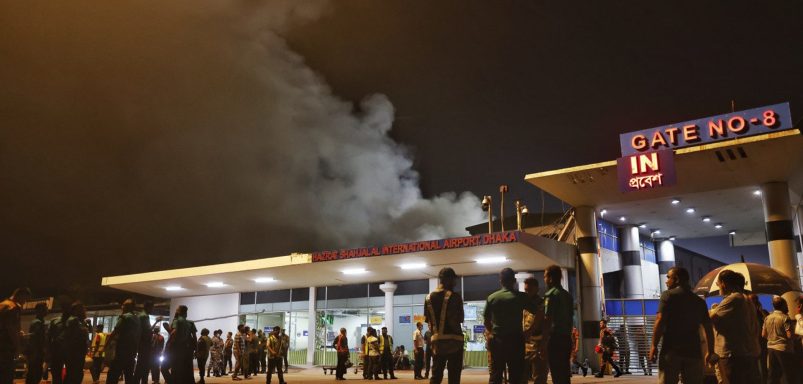 What was stored in Dhaka airport’s cargo village that made the fire so severe?