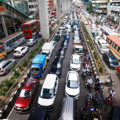Which vehicles dominate Bangladeshi roads?