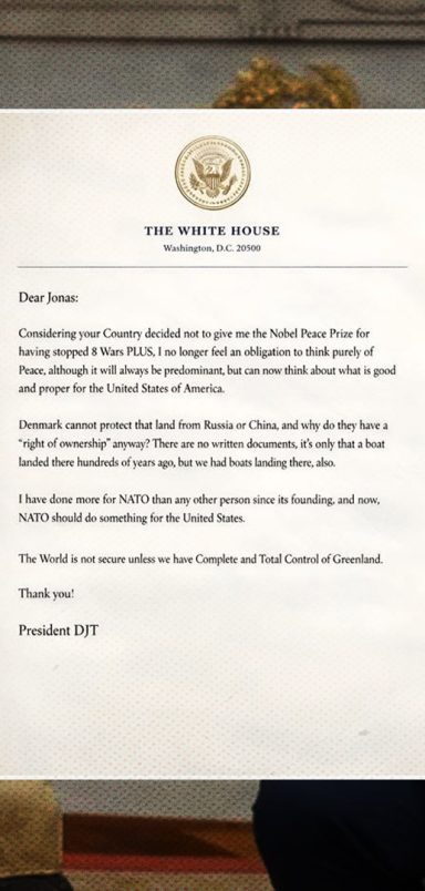 What did Trump say to Norway’s Prime Minister in a message?