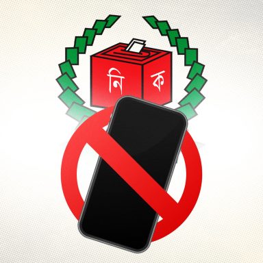 Which countries ban mobile phones at polling centres and why?