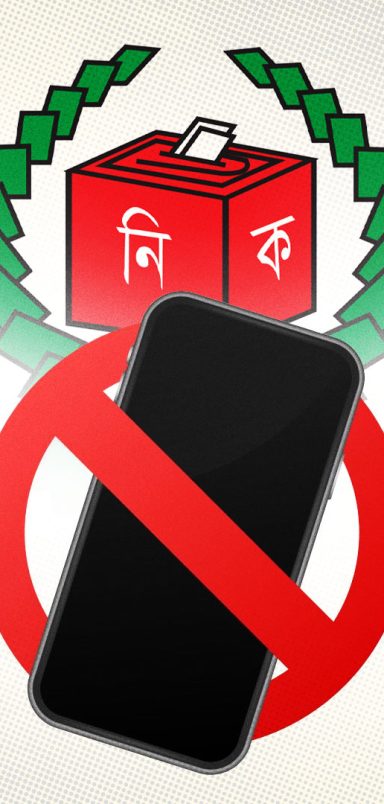 Which countries ban mobile phones at polling centres and why?