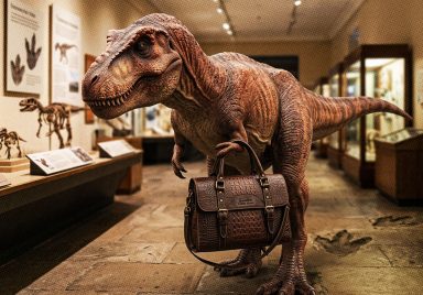 Why did a dinosaur leather handbag fail to sell at auction?