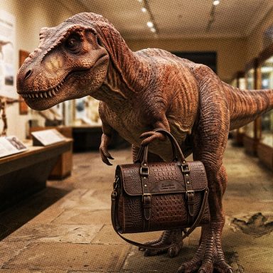Why did a dinosaur leather handbag fail to sell at auction?