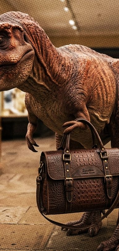 Why did a dinosaur leather handbag fail to sell at auction?